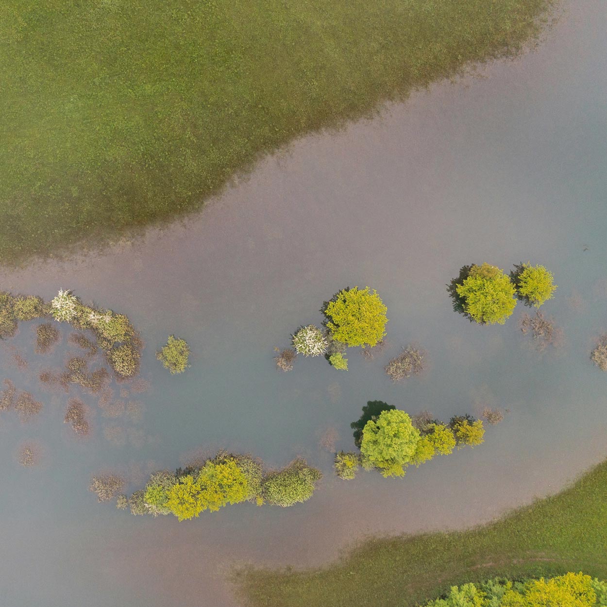 Aerial photo of flooded land